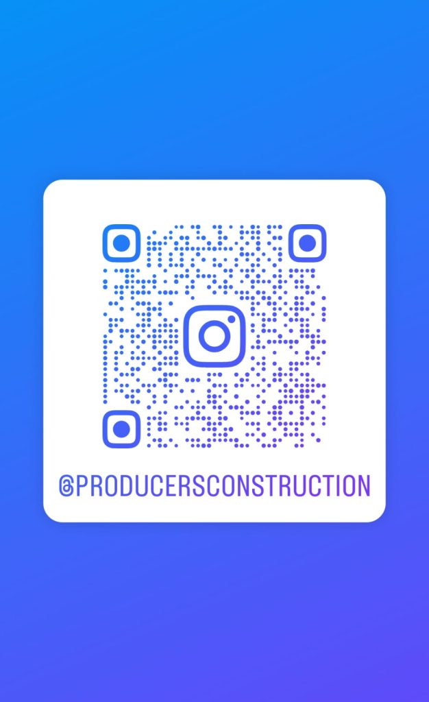 QR code for Producers Construction Instagram account, social media link for construction services and projects.